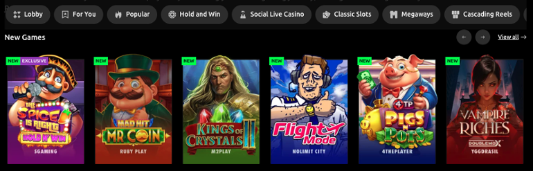 A banner of new social casino games at McLuck Casino.